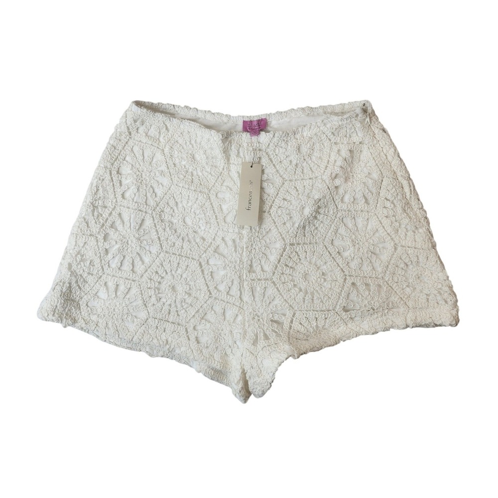 Francesca's‎ Mi Ami Crochet Shorts M Ivory Boho Festival Coastal Grandma Crochet